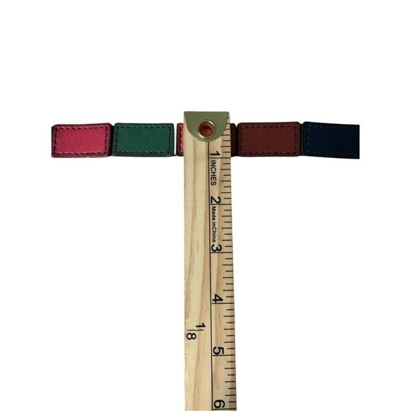 RARE Vintage Y2K Fossil Fossil Leather Patchwork Bohemian Hippie Belt Multi Colo - Picture 12 of 12